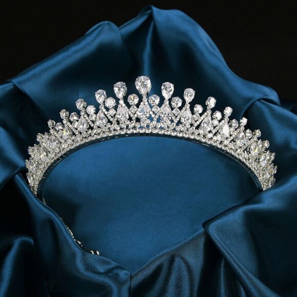 Vintage Silver Wedding Tiaras Cubic Zirconia Bridal Hair Accessories